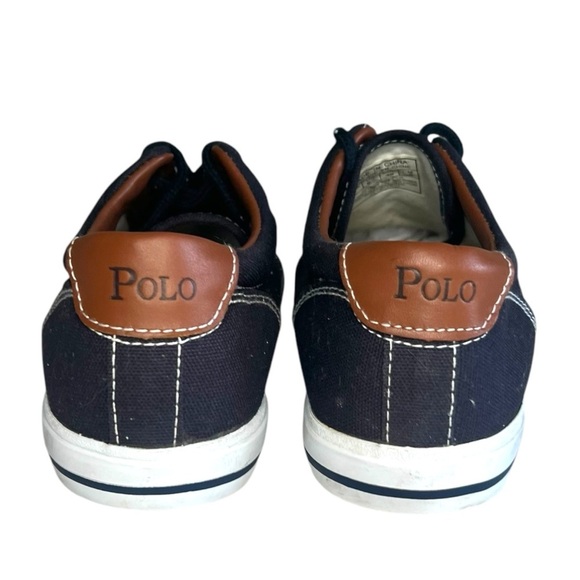 POLO RALPH LAUREN Vito Canvas and Leather Sneaker Blue M 7/W 8.5 - Picture 3 of 8